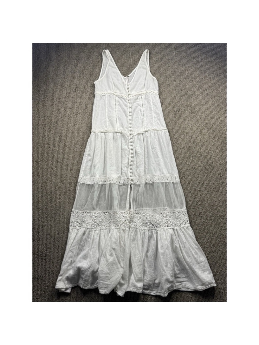 Free People Womens S Victoria Button Front Maxi Dress Tiered Crochet Lightweight